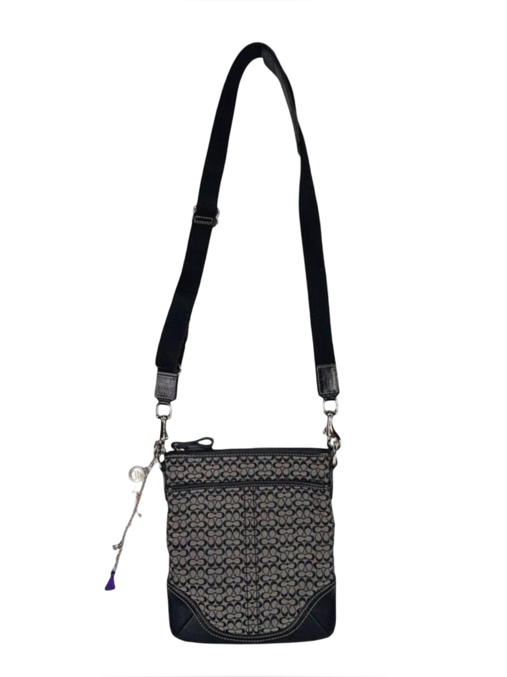 COACH Signature Small Black Crossbody Shoulder Bag - F01584